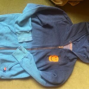 Aviator Nation Kids Blue Hoodie with Smiley Face Patch Sz 8
